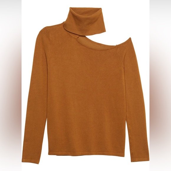 NWT L'AGENCE Nicky Cut Out Turtleneck Sweater Tan - Picture 3 of 5